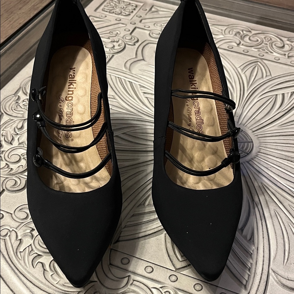 Walking Cradles Black Heels with Straps